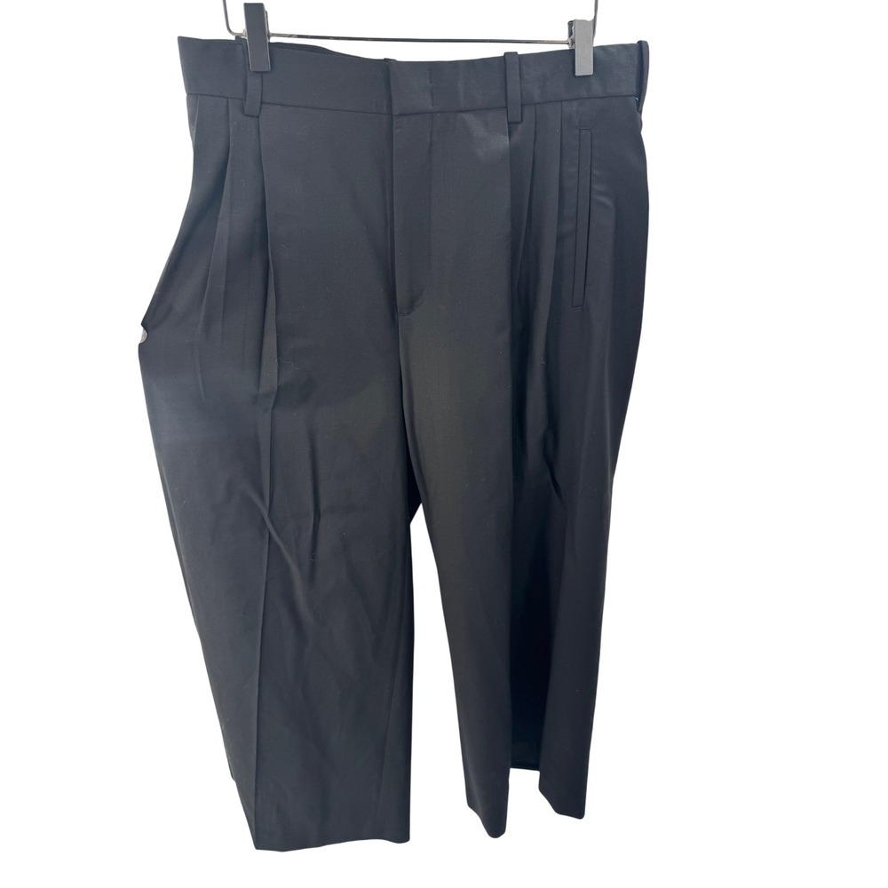 COS Trouser Pants Size 32R Pleated Relaxed-Fit Wide-Leg 100% Wool Cropped